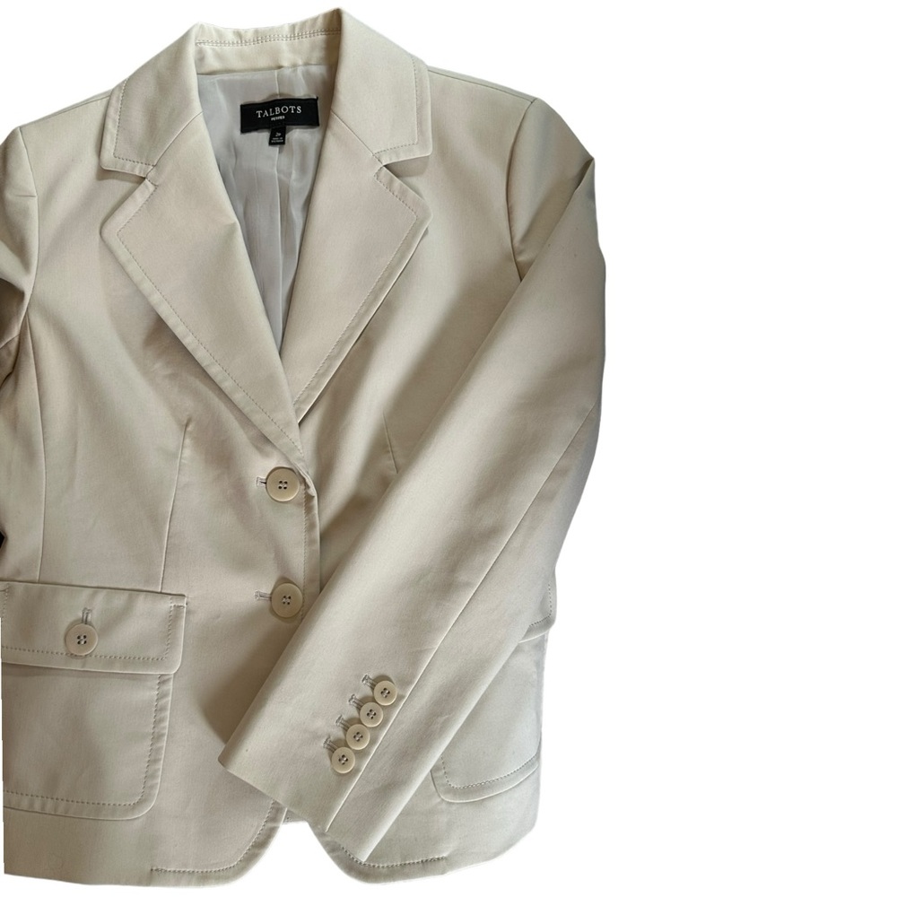 Talbots Petite Stretch Cotton Cream Blazer Size 2P ~ Suggest Retail $199 - Picture 8 of 12